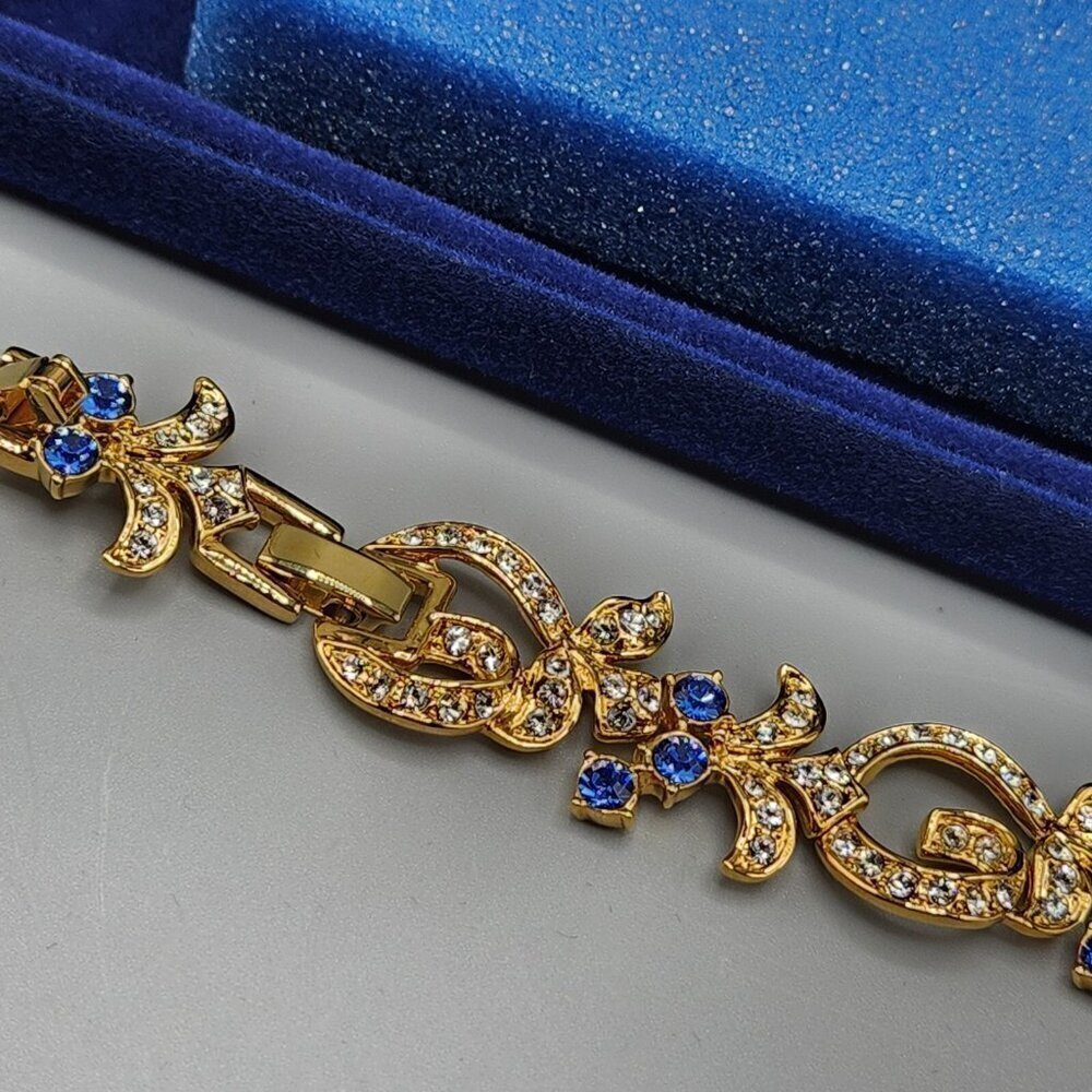 Camrose & Kross JBK Blue Faux Sapphire Clear Bracelet Jacqueline Kennedy Jackie - Picture 4 of 12